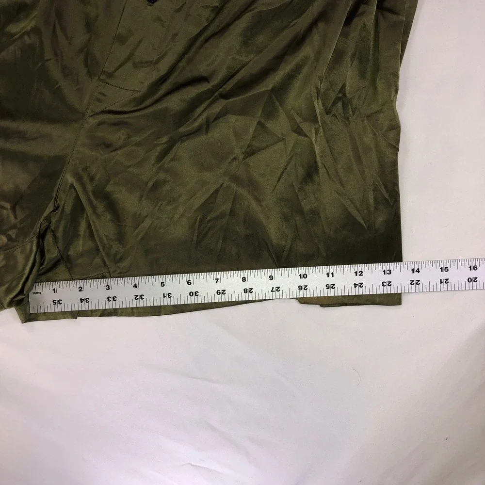 Savage X Fenty Olive Green Satin Boxers Sleep Shorts Logo Patch Mens XL